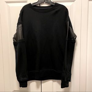 rag & bone Black Sweatshirt with Leather Accents